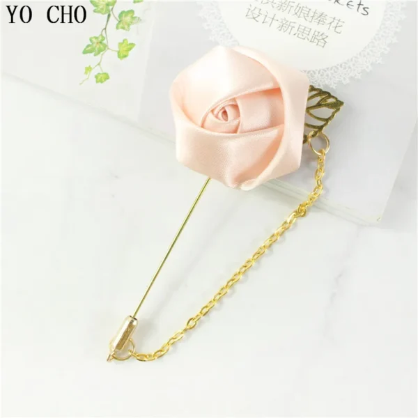 Rose Boutonniere Corsage Wedding Boutonniere Pin for Men Women Silk Buttonhole Groomsmen Party Prom Suit Accessories Brooches - Image 3