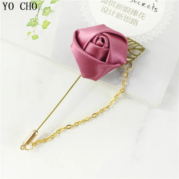 Rose Boutonniere Corsage Wedding Boutonniere Pin for Men Women Silk Buttonhole Groomsmen Party Prom Suit Accessories Brooches - Image 6