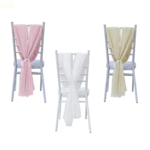 G5GC White Chair Sashes Tulle For Wedding Aisle And Event Decors Wedding Photo Props
