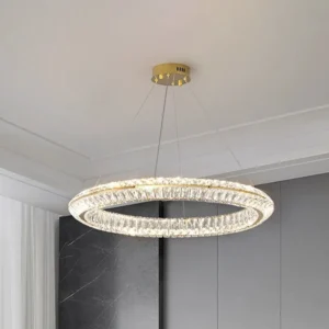 LED Crystal Gold Pendant Light for Bedroom Living Room Kitchen Dining Table Bar Home Decor Modern Round Luxury Suspension Lamp